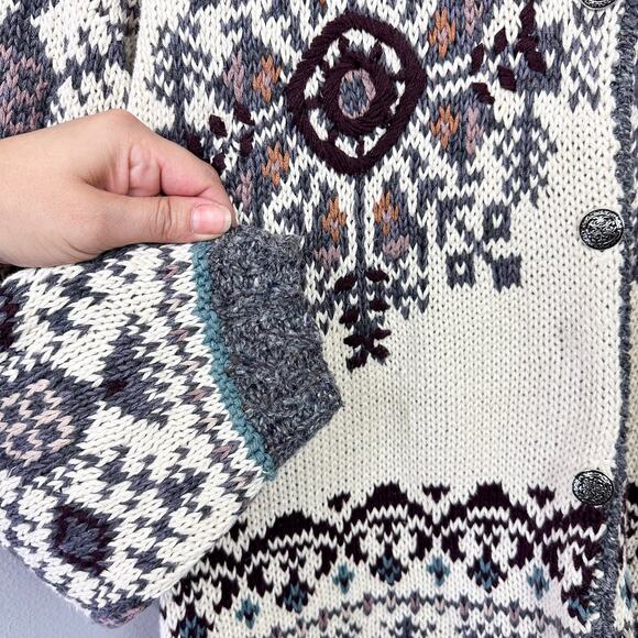 Vintage Jennifer & Co Chunky Hand Knitted Cardigan Size M Nordic Southwestern - Picture 6 of 11